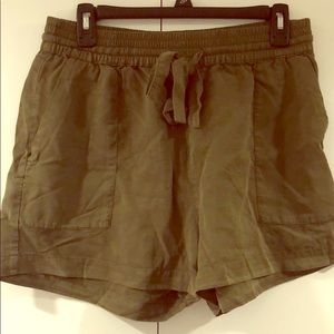 Olive shorts.